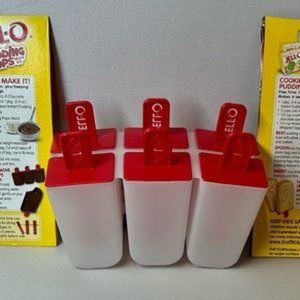 Jell-o Pudding  or Ice Pop Molds Vintage Plastic White and Red Makes 6 Pops